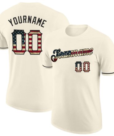 Custom Cream Vintage Usa Flag-Black Performance T-Shirt, For Football, Baseball, Hockey, Basketball, Softball & Rugby Fans