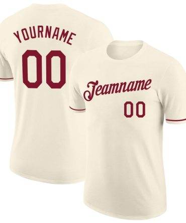 Custom Cream Crimson Performance T-Shirt, For Football, Baseball, Hockey, Basketball, Softball & Rugby Fans