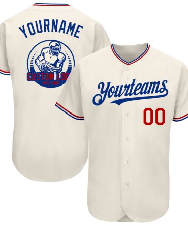 Custom Cream Red-Royal Baseball Jersey, Gift For Baseball Fans