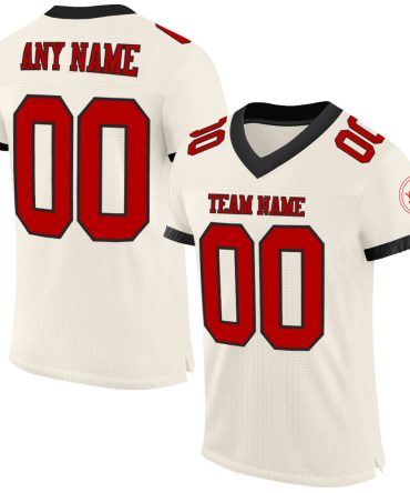 Custom Cream Red-Black Football Jersey, Gift For Football Fans