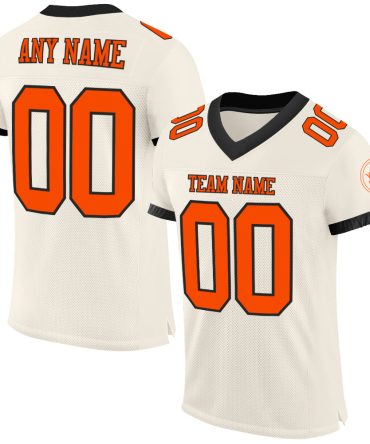 Custom Cream Orange-Black Football Jersey, Gift For Football Fans