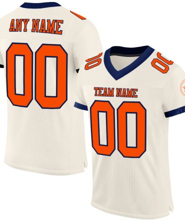 Custom Cream Orange-Navy Football Jersey, Gift For Football Fans