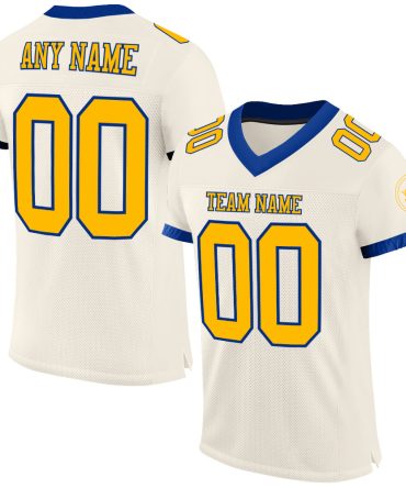Custom Cream Gold-Royal Football Jersey, Gift For Football Fans