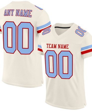 Custom Cream Light Blue-Red Football Jersey, Gift For Football Fans