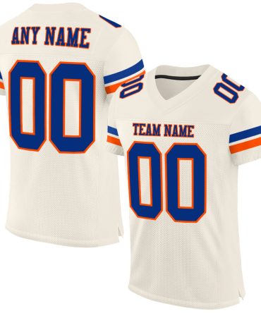 Custom Cream Royal-Orange Football Jersey, Gift For Football Fans