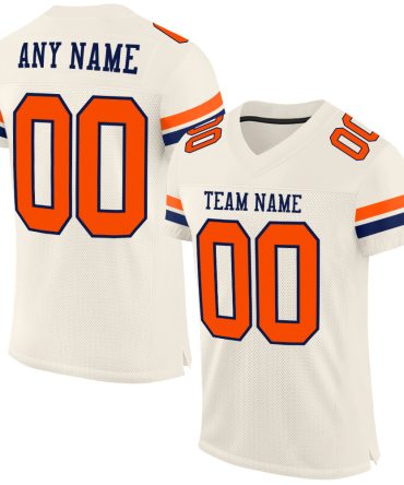 Custom Cream Orange-Navy Football Jersey, Gift For Football Fans