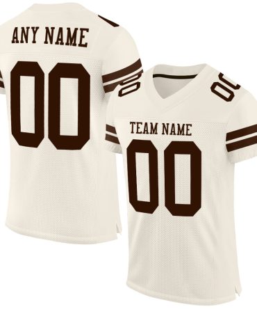 Custom Cream Brown Football Jersey, Gift For Football Fans