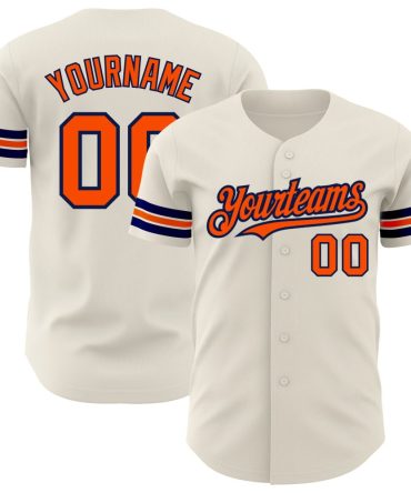 Custom Cream Orange-Navy Baseball Jersey, Gift For Baseball Fans