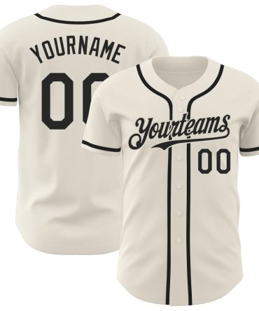 Custom Cream Black Baseball Jersey, Gift For Baseball Fans