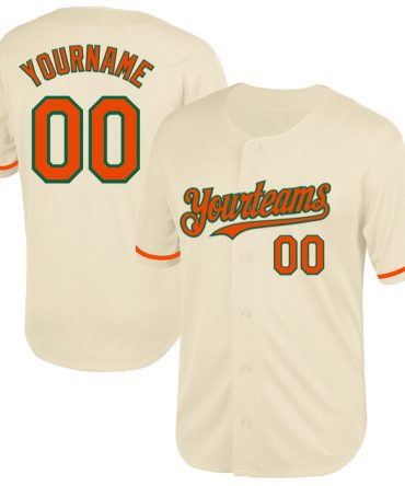 Custom Cream Orange-Kelly Green Mesh Throwback Baseball Jersey, Gift For Baseball Fans