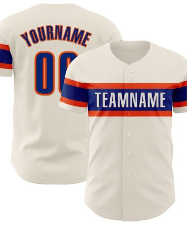 Custom Cream Royal-Orange Baseball Jersey, Gift For Baseball Fans