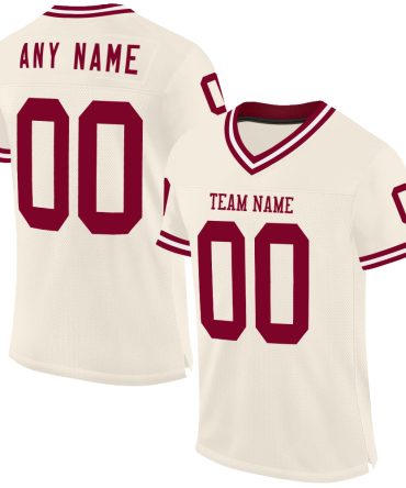Custom Cream Maroon-White Throwback Football Jersey, Gift For Football Fans