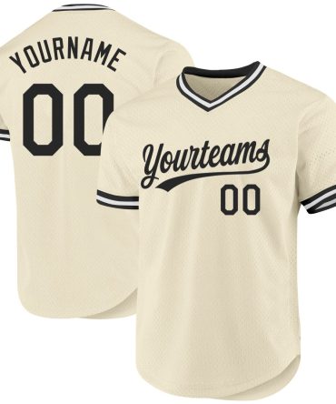 Custom Cream Black-White Throwback Baseball Jersey, Gift For Baseball Fans