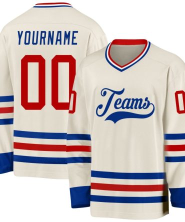 Custom Cream Red Royal-White Hockey Jersey, Gift For Hockey Fans