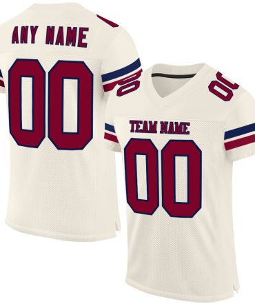 Custom Cream Maroon-Navy Football Jersey, Gift For Football Fans