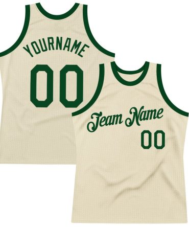 Custom Cream Green Throwback Basketball Jersey, Gift For Basketball Fans