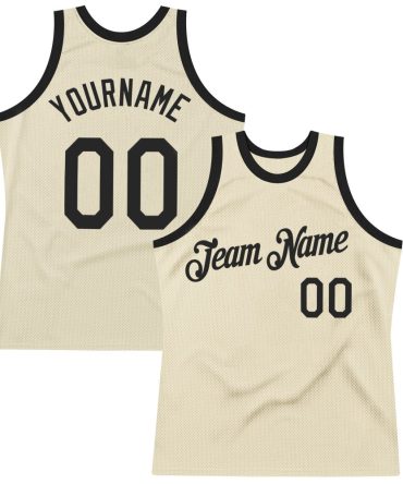 Custom Cream Black Throwback Basketball Jersey, Gift For Basketball Fans