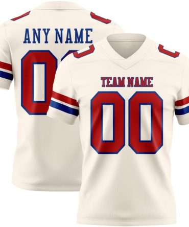 Custom Cream Red-Royal Authentic Football Jersey, Gift For Football Fans
