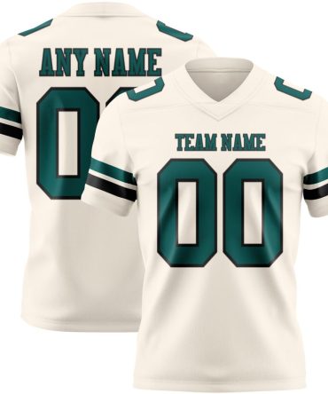 Custom Cream Midnight Green-Black Authentic Football Jersey, Gift For Football Fans
