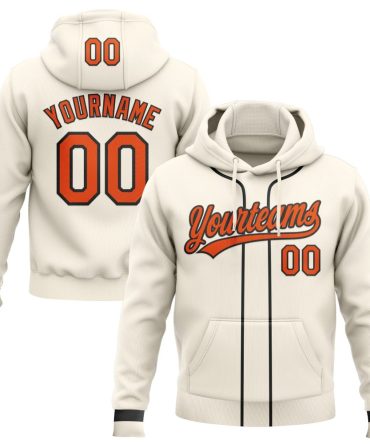 Custom Cream Orange-Black Baseball Pullover Sweatshirt Hoodie, Gift For Football, Baseball, Hockey, Basketball, Softball & Rugby Fans