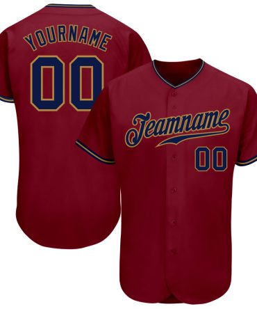 Custom Crimson Navy-Old Gold Baseball Jersey, Gift For Baseball Fans