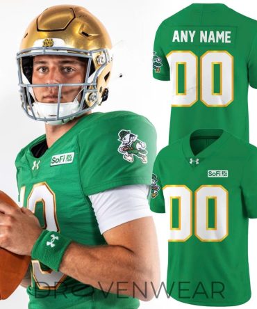 Custom Notre Dame Fighting Irish Green Football Jersey