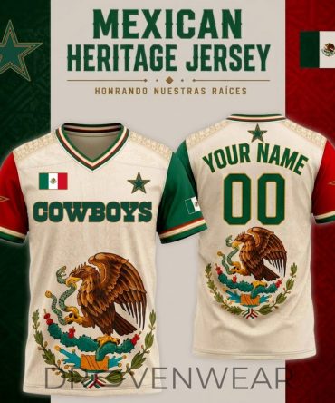 Dallas Cowboys Mexican Heritage Jersey, Custom Name Football Jersey, Viva Mexico Fan Gift - V-Neck Short Sleeve Jersey