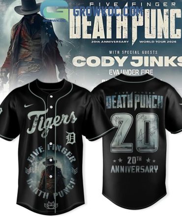 Detroit Tigers X Five Finger Death Punch 20Th Anniversary World Tour Jersey