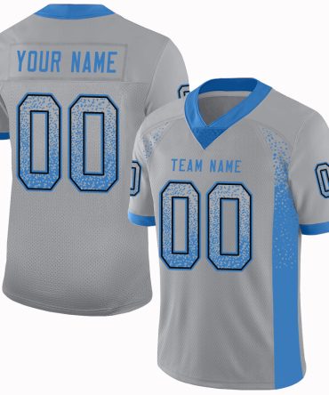 Custom Light Gray Powder Blue-Black Drift Fashion Football Jersey, Gift For Football Fans
