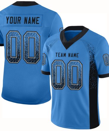Custom Powder Blue Black-Gray Drift Fashion Football Jersey, Gift For Football Fans