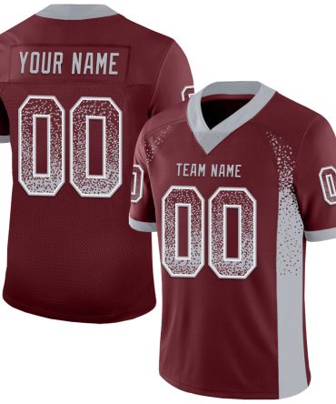 Custom Burgundy Gray-White Drift Fashion Football Jersey, Gift For Football Fans