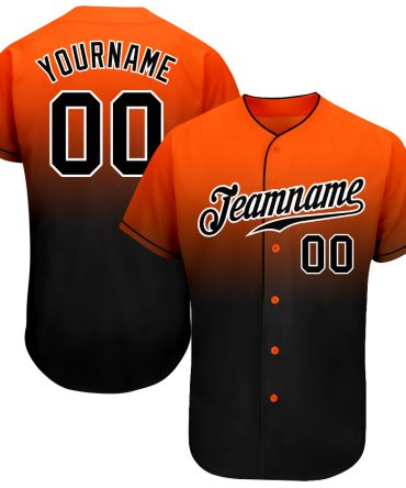 Custom Orange Black-White Fade Fashion Baseball Jersey, Gift For Baseball Fans