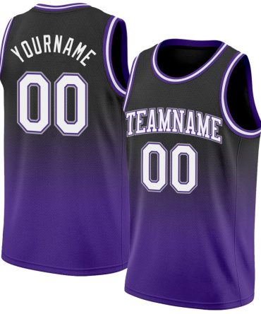 Custom Black White-Purple Fade Fashion Basketball Jersey, Gift For Basketball Fans