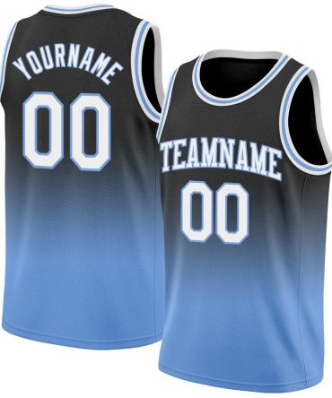 Custom Black White-Light Blue Fade Fashion Basketball Jersey, Gift For Basketball Fans