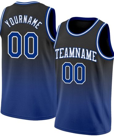Custom Black Royal-White Fade Fashion Basketball Jersey, Gift For Basketball Fans
