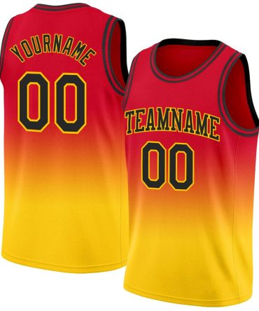 Custom Red Black-Gold Fade Fashion Basketball Jersey, Gift For Basketball Fans