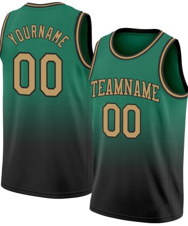 Custom Kelly Green Old Gold-Black Fade Fashion Basketball Jersey, Gift For Basketball Fans