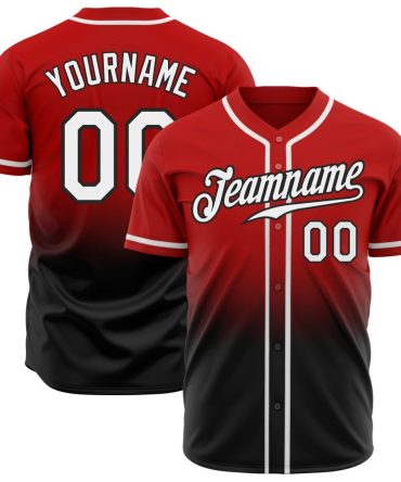 Custom Red White-Black Fade Fashion Baseball Jersey, Gift For Baseball Fans