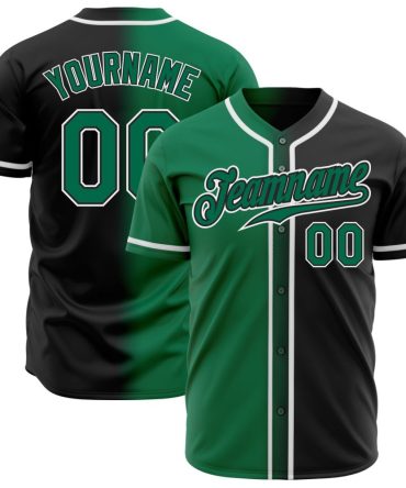 Custom Black Kelly Green-White Gradient Fashion Baseball Jersey, Gift For Baseball Fans
