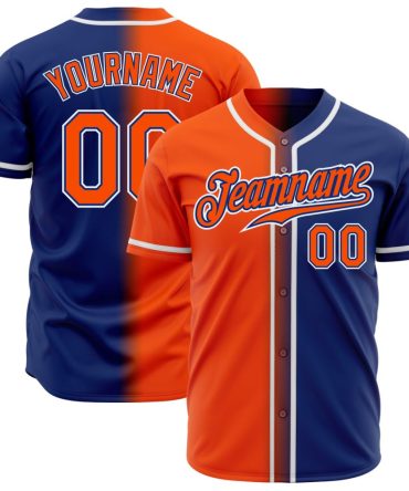 Custom Royal Orange-White Gradient Fashion Baseball Jersey, Gift For Baseball Fans