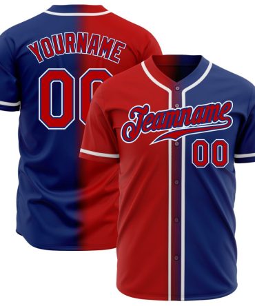 Custom Royal Red-White Gradient Fashion Baseball Jersey, Gift For Baseball Fans