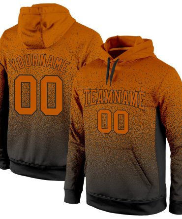 Custom Texas Orange Texas Orange-Black Fade Fashion Sports Pullover Sweatshirt Hoodie, Gift For Football, Baseball, Hockey, Basketball, Softball & Rugby Fans