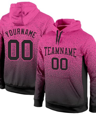 Custom Pink Black Fade Fashion Sports Pullover Sweatshirt Hoodie, Gift For Football, Baseball, Hockey, Basketball, Softball & Rugby Fans