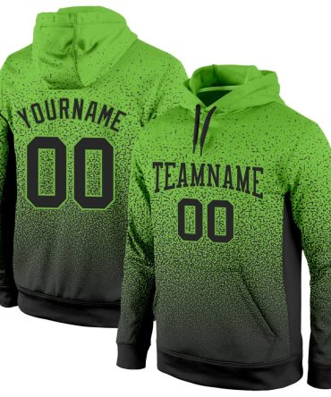 Custom Neon Green Black Fade Fashion Sports Pullover Sweatshirt Hoodie, Gift For Football, Baseball, Hockey, Basketball, Softball & Rugby Fans