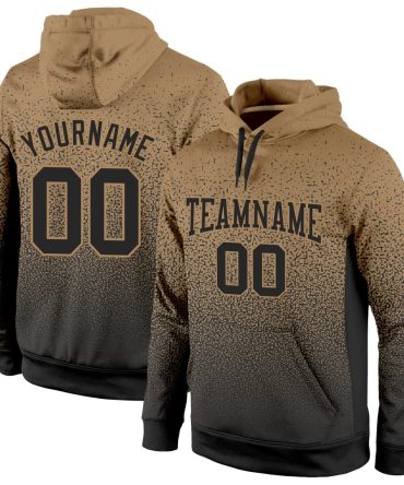 Custom Old Gold Black Fade Fashion Sports Pullover Sweatshirt Hoodie, Gift For Football, Baseball, Hockey, Basketball, Softball & Rugby Fans