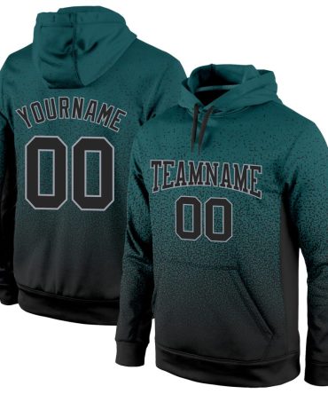Custom Midnight Green Black-Gray Fade Fashion Sports Pullover Sweatshirt Hoodie, Gift For Football, Baseball, Hockey, Basketball, Softball & Rugby Fans