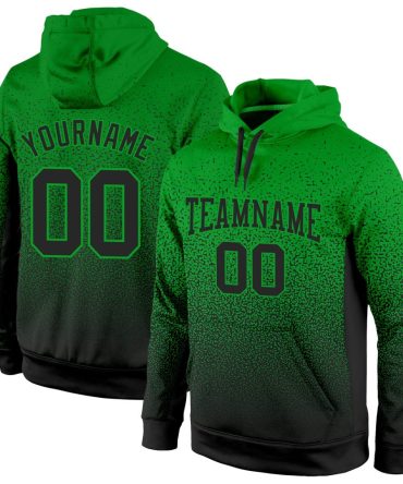Custom Grass Green Black Fade Fashion Sports Pullover Sweatshirt Hoodie, Gift For Football, Baseball, Hockey, Basketball, Softball & Rugby Fans