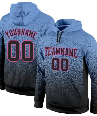 Custom Light Blue Black-Pink Fade Fashion Sports Pullover Sweatshirt Hoodie, Gift For Football, Baseball, Hockey, Basketball, Softball & Rugby Fans