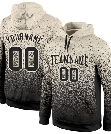 Custom Cream Black Fade Fashion Sports Pullover Sweatshirt Hoodie, Gift For Football, Baseball, Hockey, Basketball, Softball & Rugby Fans