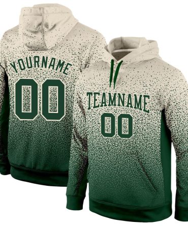 Custom Cream Green Fade Fashion Sports Pullover Sweatshirt Hoodie, Gift For Football, Baseball, Hockey, Basketball, Softball & Rugby Fans